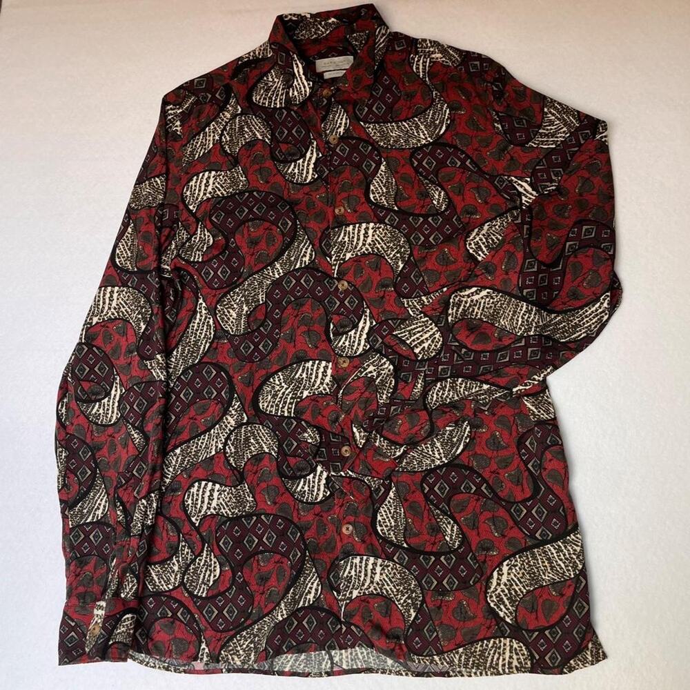 Zara man red black button down